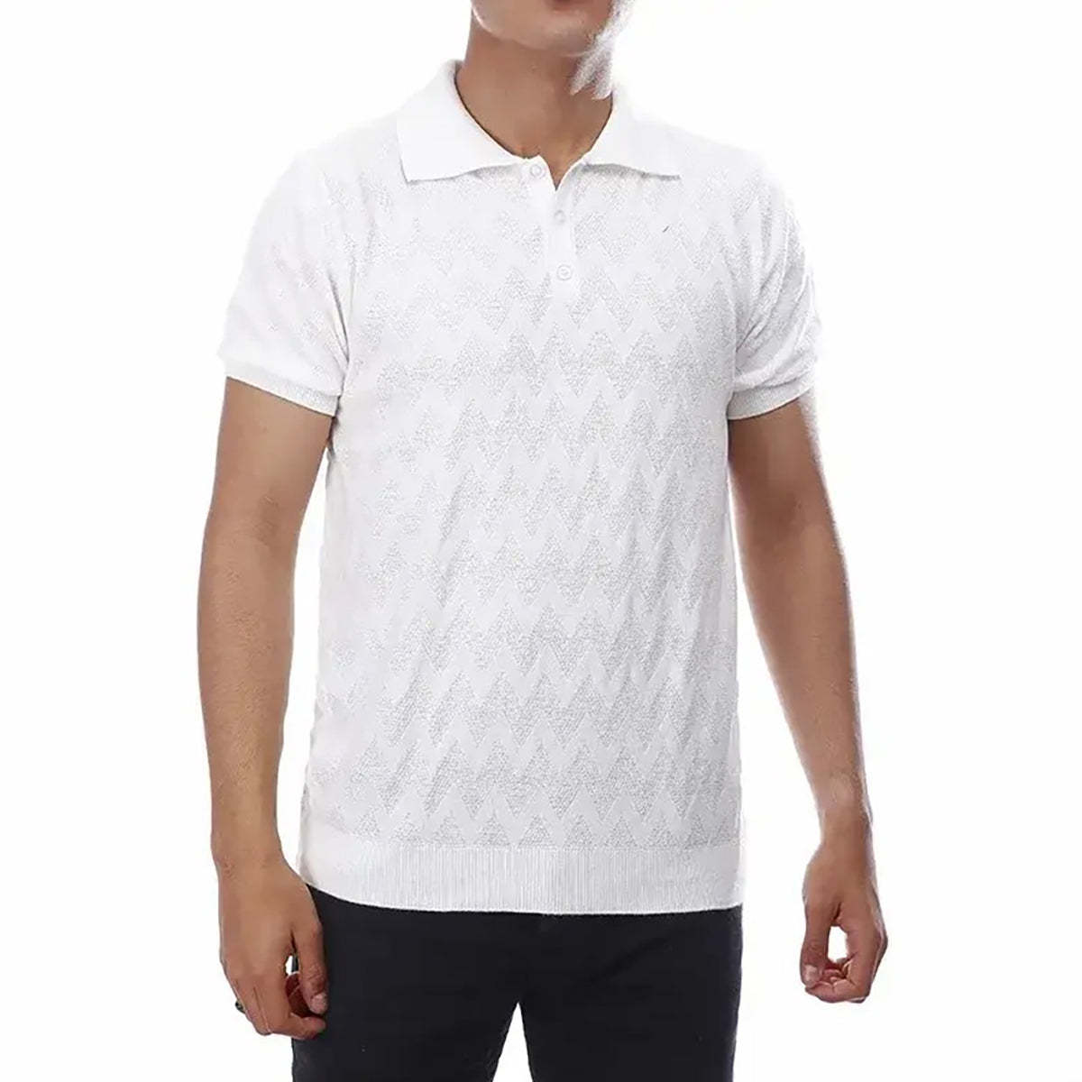 Coup – Textured Polo Neck T-shirt – Regular Cut