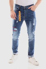 White Rabbit Belt Loops Ripped Casual Jeans - Standard Blue