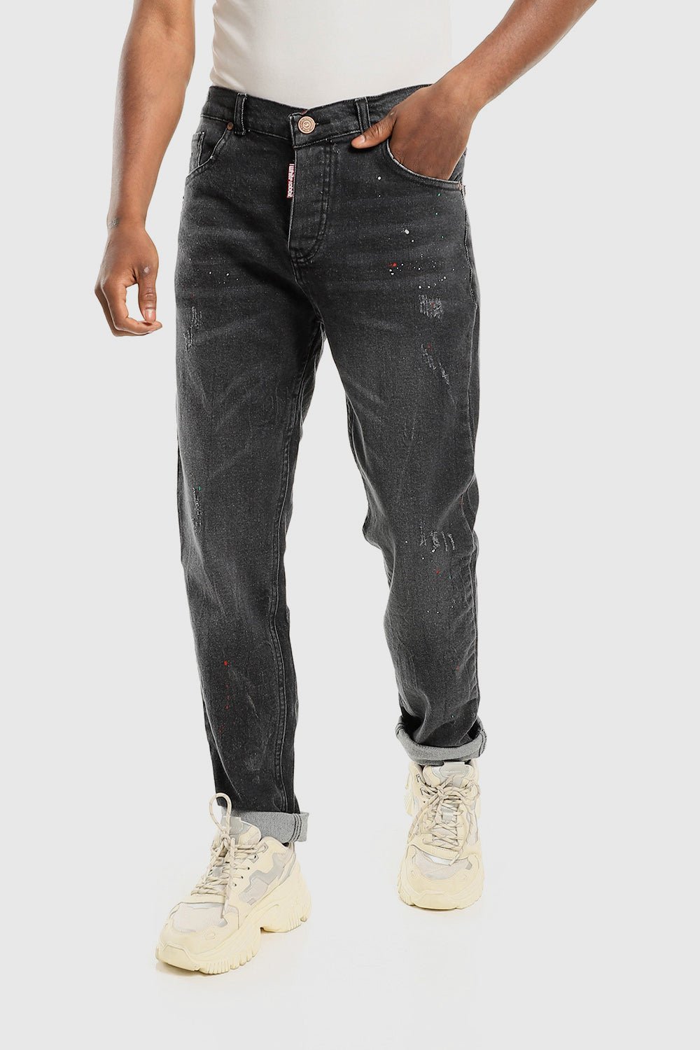 White Rabbit Front Wash With Splatter Colors Heather Jeans