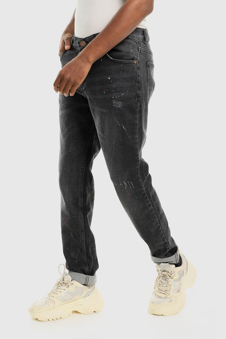 White Rabbit Front Wash With Splatter Colors Heather Jeans
