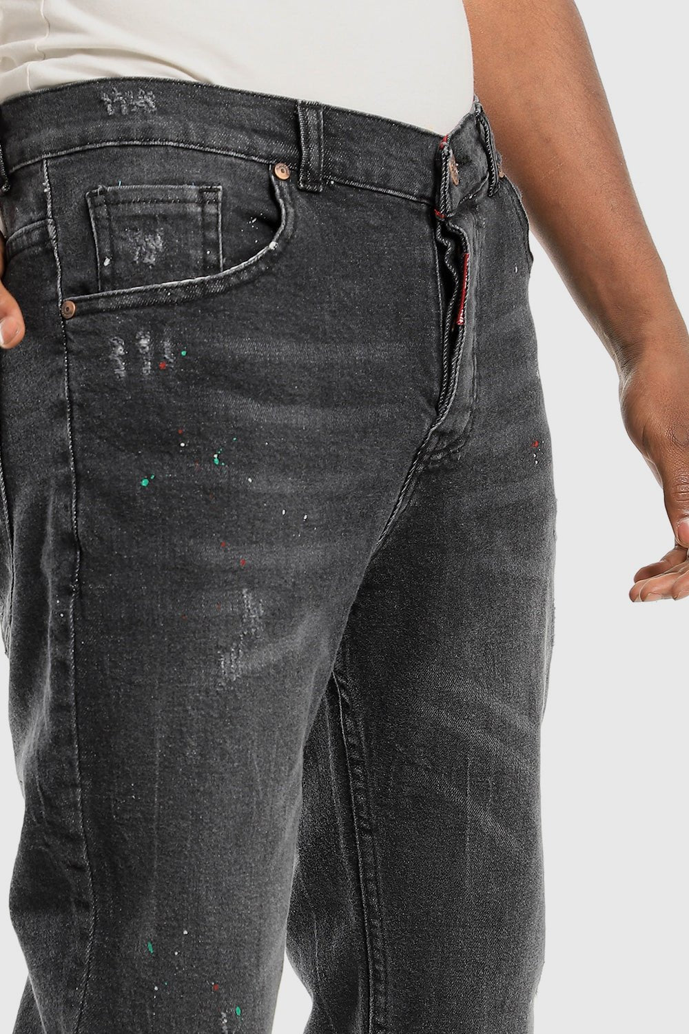 White Rabbit Front Wash With Splatter Colors Heather Jeans
