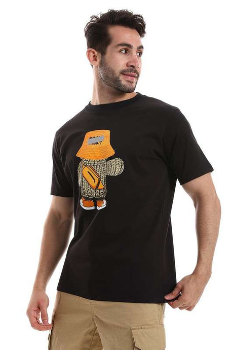 White Rabbit - Half Sleeves Slip On Bear Front Print Tee For Men