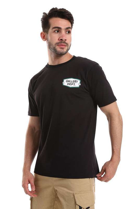 White Rabbit - "Gallery Dept" Printed Front & Back Black Tee For Men