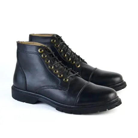 Leazus - Leather Derby Halfboot - 9001 Black