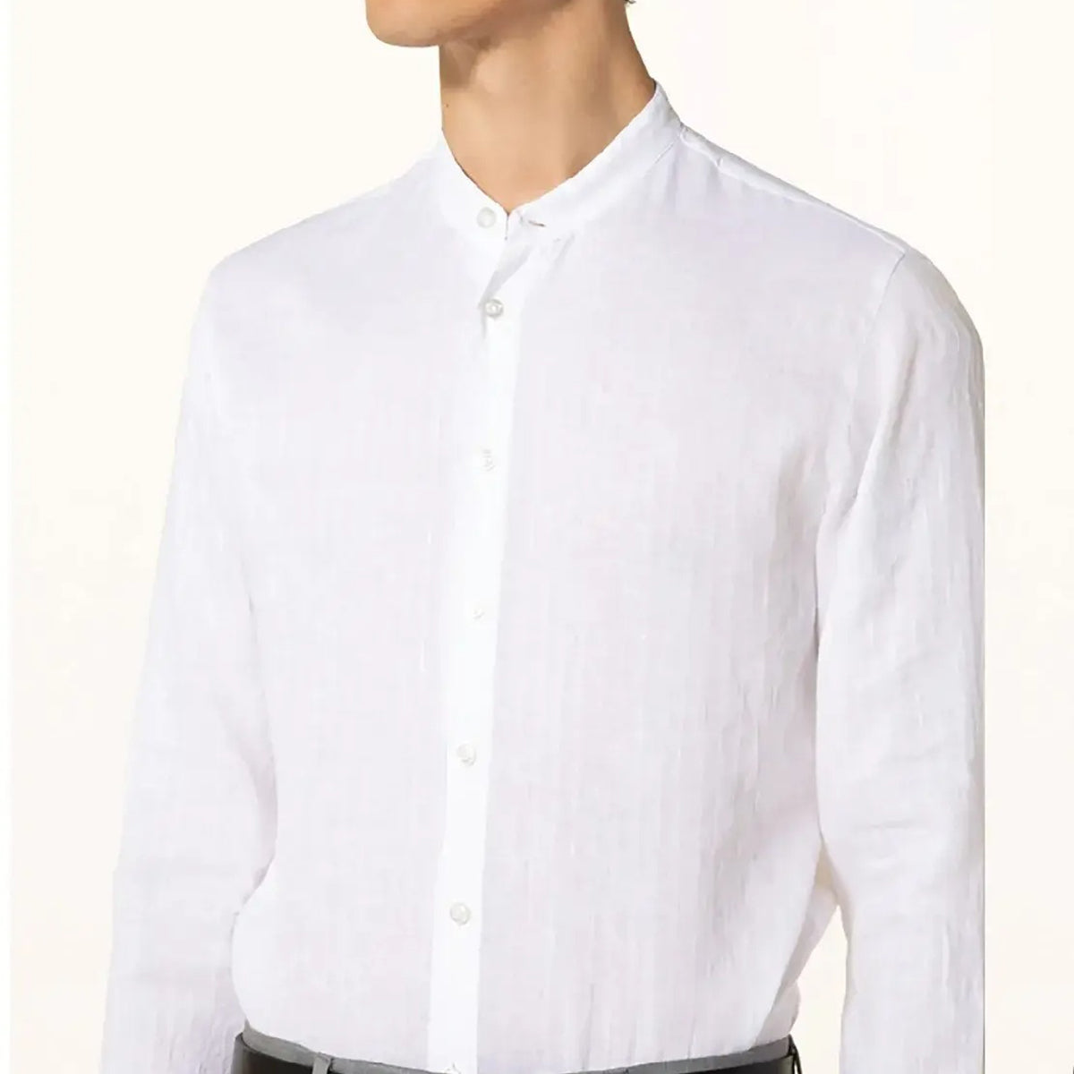 Coup – Solid Linen Shirt with Mandarin Collar