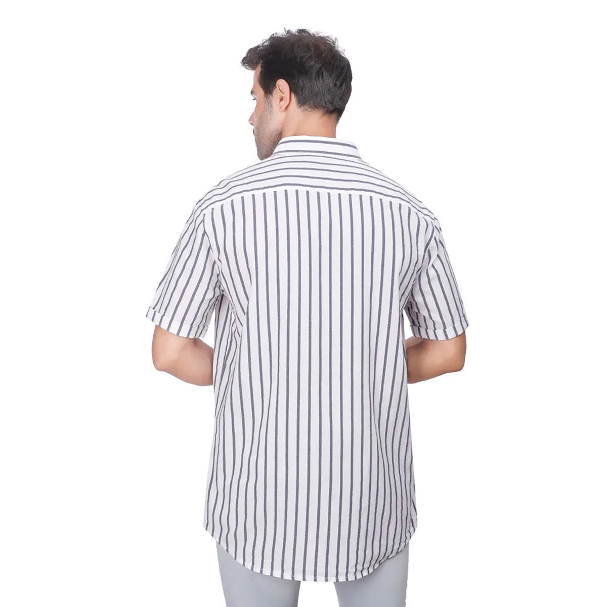 Coup – Men’s Linen Regular Fit Striped Shirt with Short Sleeves