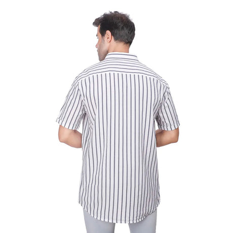 Coup – Men’s Linen Regular Fit Striped Shirt with Short Sleeves