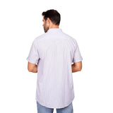 Coup – Striped Half-Sleeve Shirt With Buttoned Mandarin Collar