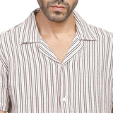 Coup – Men’s Linen Textured Striped Shirt with Short Sleeves