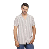Coup – Men’s Linen Textured Striped Shirt with Short Sleeves