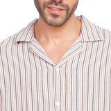 Coup – Men’s Linen Textured Striped Shirt with Short Sleeves