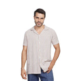 Coup – Men’s Linen Textured Striped Shirt with Short Sleeves