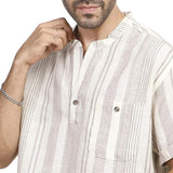 Coup – Men’s Linen Regular Fit Striped Shirt with Short Sleeves