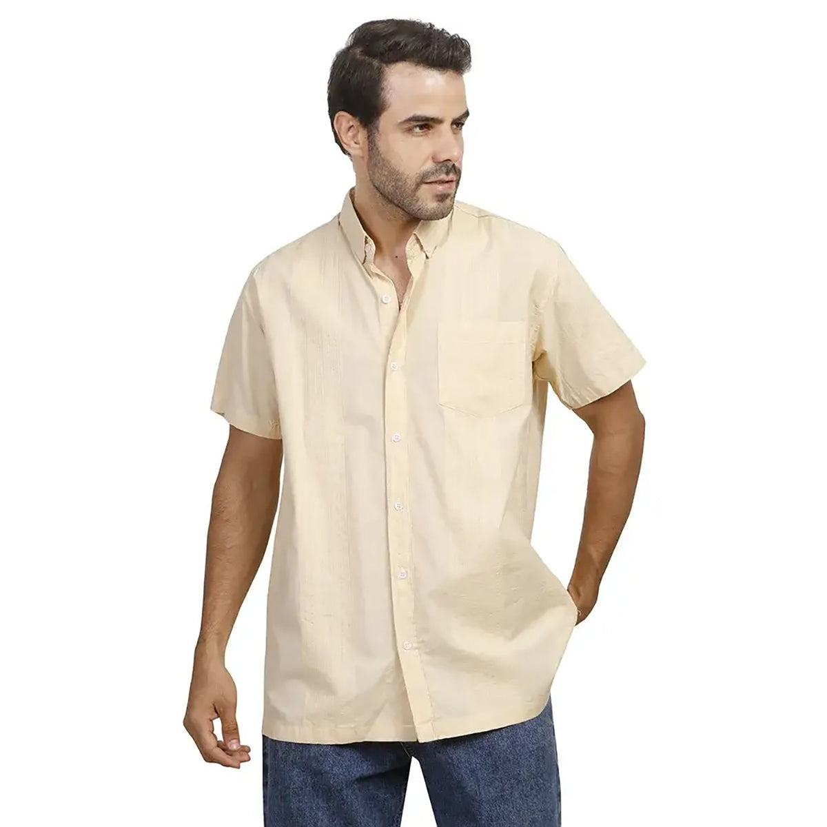 Coup – Chest Pocket Regular Fit Shirt with Short Sleeves