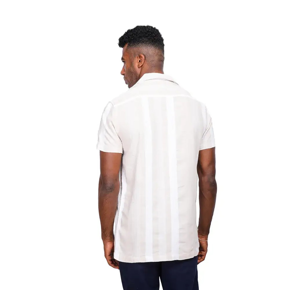 Coup – Men’s Linen Textured Striped Shirt with Short Sleeves