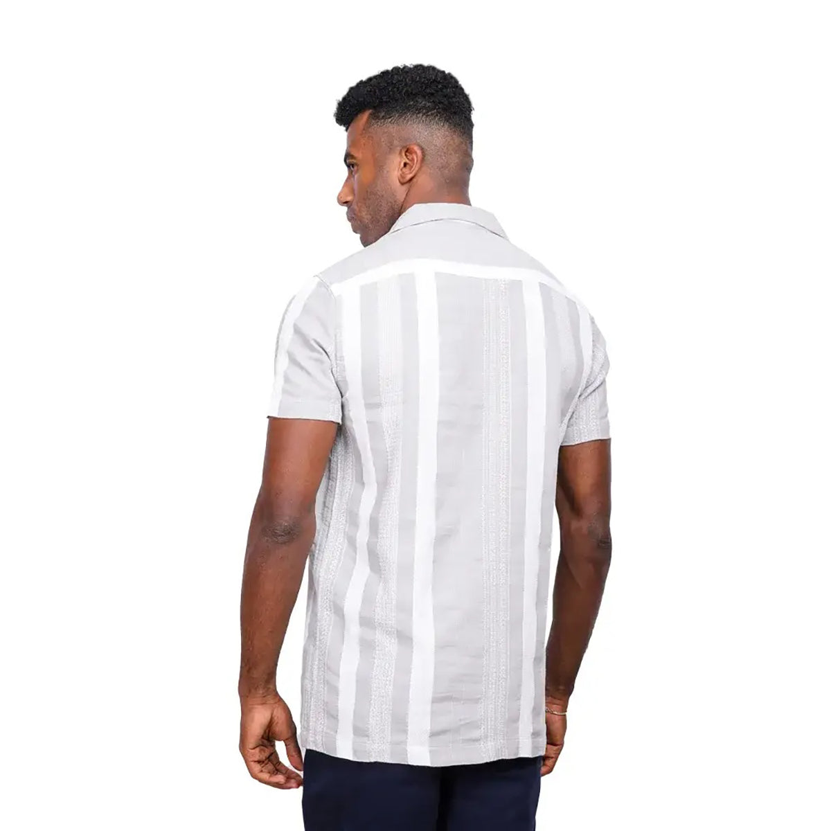 Coup – Men’s Linen Textured Striped Shirt with Short Sleeves