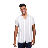 Coup – Men’s Linen Textured Striped Shirt with Short Sleeves