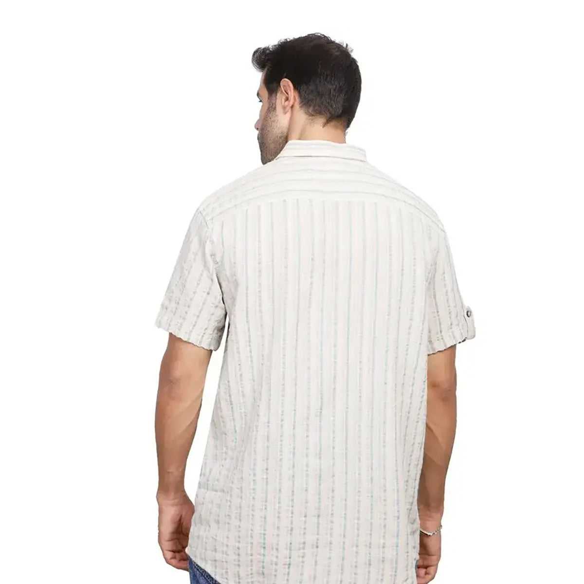 Coup – Men’s Linen Regular Fit Striped Shirt with Short Sleeves