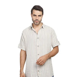 Coup – Men’s Linen Regular Fit Striped Shirt with Short Sleeves
