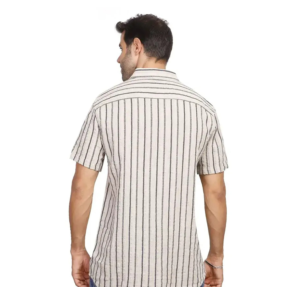 Coup – Men’s Linen Regular Fit Striped Shirt with Short Sleeves