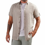 Coup – Men’s Linen Regular Fit Striped Shirt with Short Sleeves
