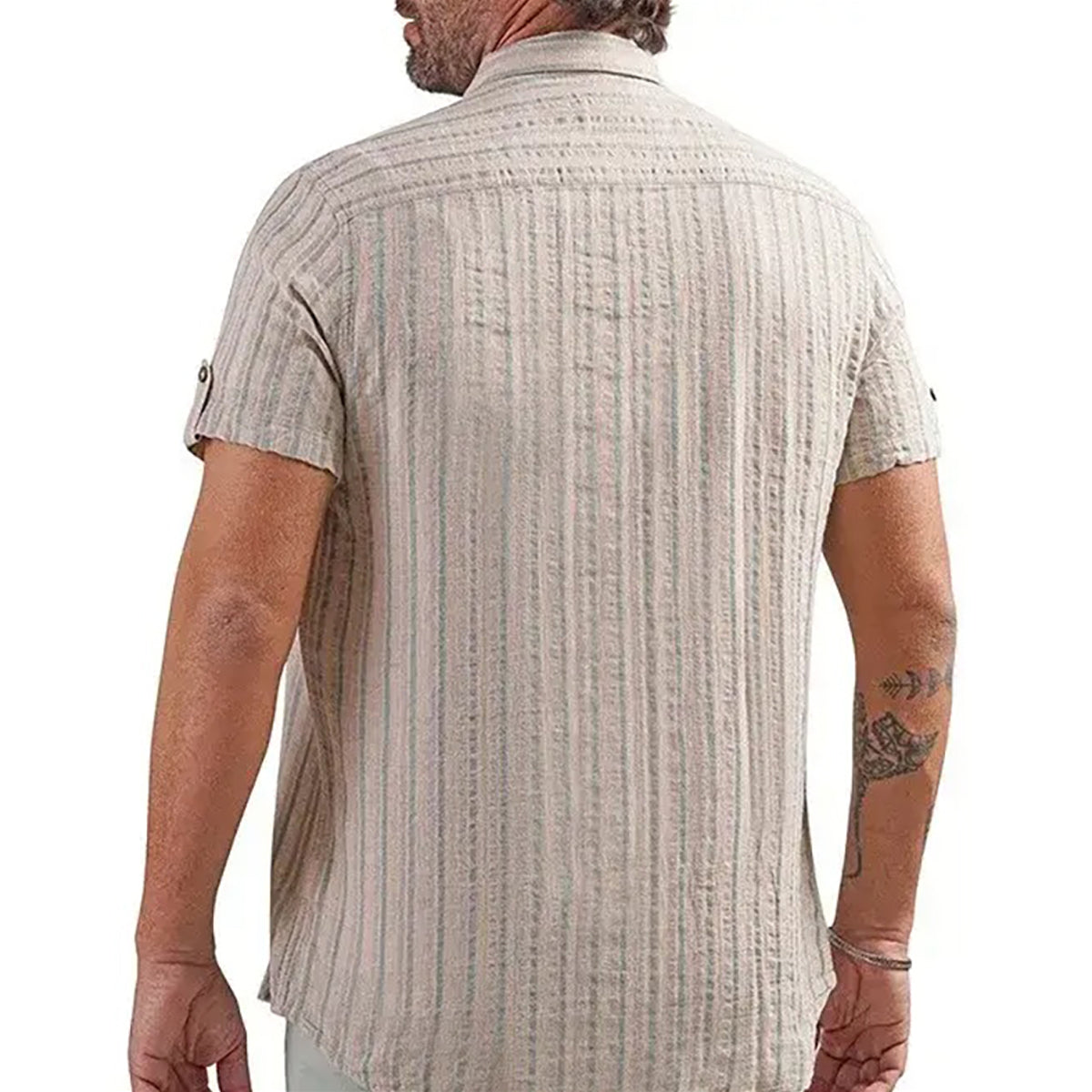 Coup – Men’s Linen Regular Fit Striped Shirt with Short Sleeves