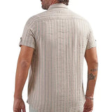 Coup – Men’s Linen Regular Fit Striped Shirt with Short Sleeves