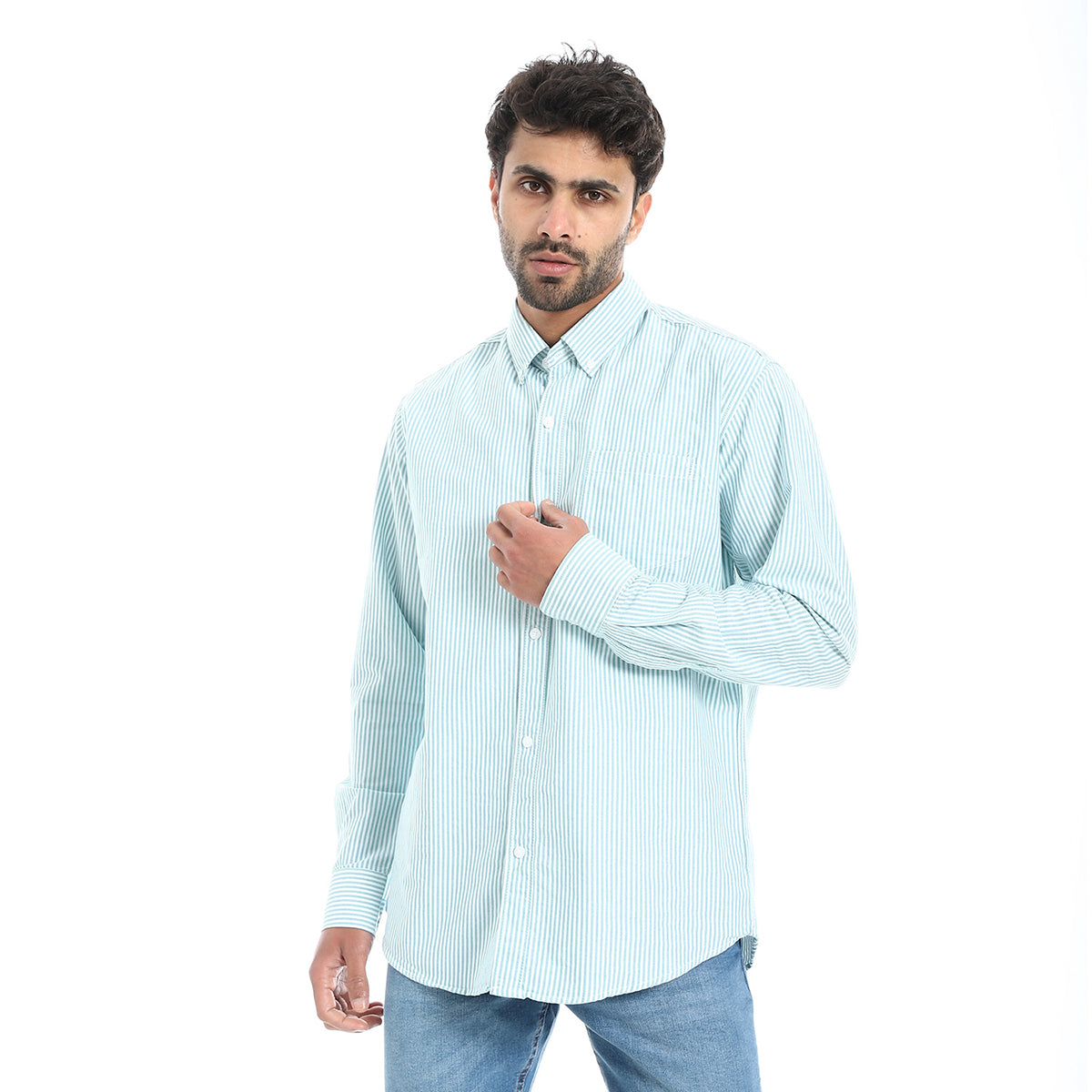 Coup – Pinstripe Regular Fit Shirt – Button Collar