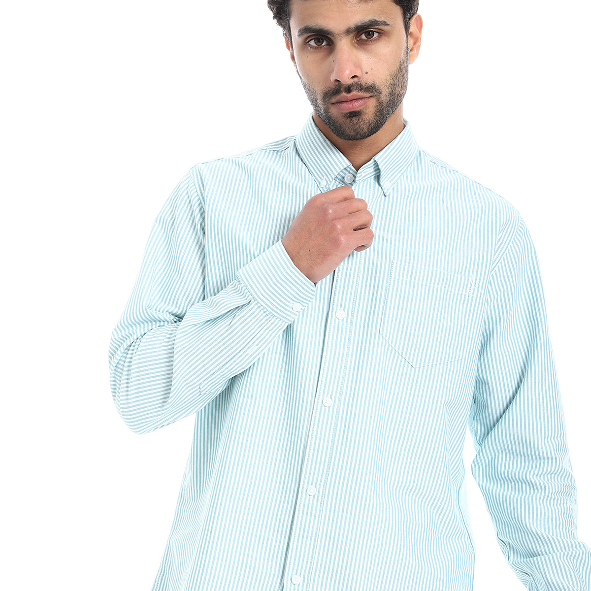 Coup – Pinstripe Regular Fit Shirt – Button Collar