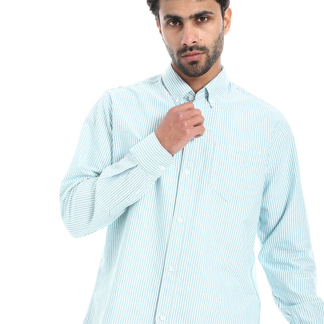 Coup – Pinstripe Regular Fit Shirt – Button Collar