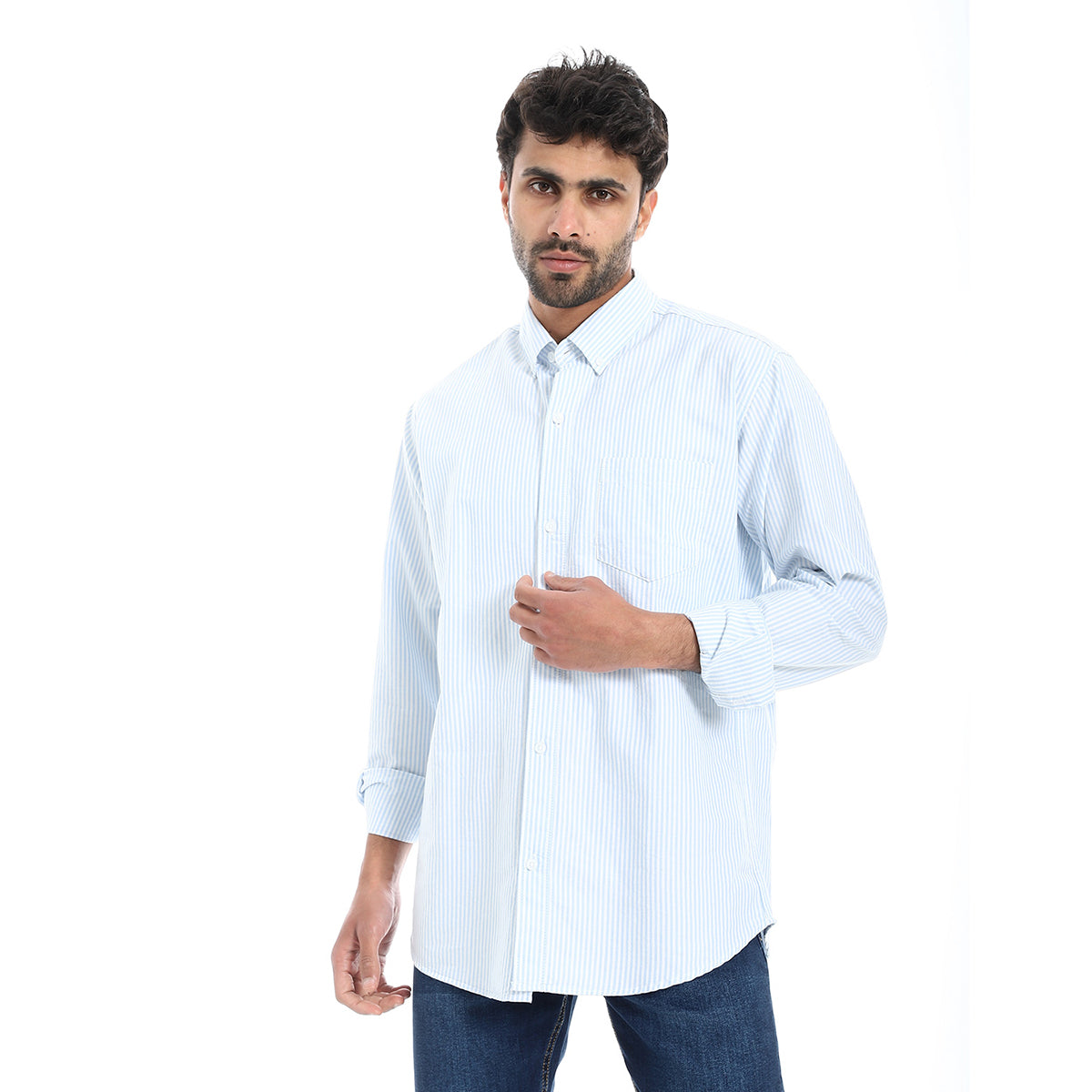 Coup – Pinstripe Regular Fit Shirt – Button Collar