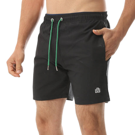 Side Pockets Plain Black Swim Shorts Black
