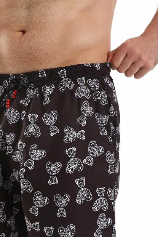 White Rabbit - Teddy Bear Patterned Swim Short  For Men