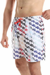 White Rabbit - Side Pockets Self Patterned Board Shorts For Men