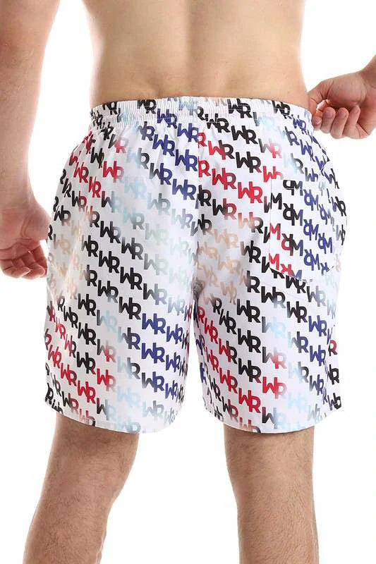 White Rabbit - Side Pockets Self Patterned Board Shorts For Men