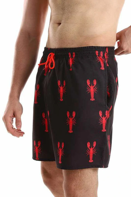White Rabbit - Side Pockets Crabs Patterned Board Shorts  For Men