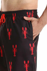White Rabbit - Side Pockets Crabs Patterned Board Shorts  For Men