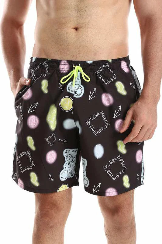 White Rabbit - Side Pockets Crabs Patterned Board Shorts  For Men