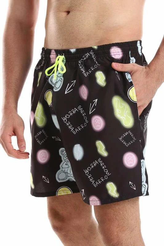 White Rabbit - Side Pockets Crabs Patterned Board Shorts  For Men