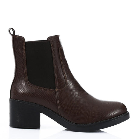 XO - Leather Ankle Boot -   Brown