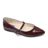 XO - Women Solid Color Pointed Toe Fashionable Vintage Sweet Flat Shoes 1462