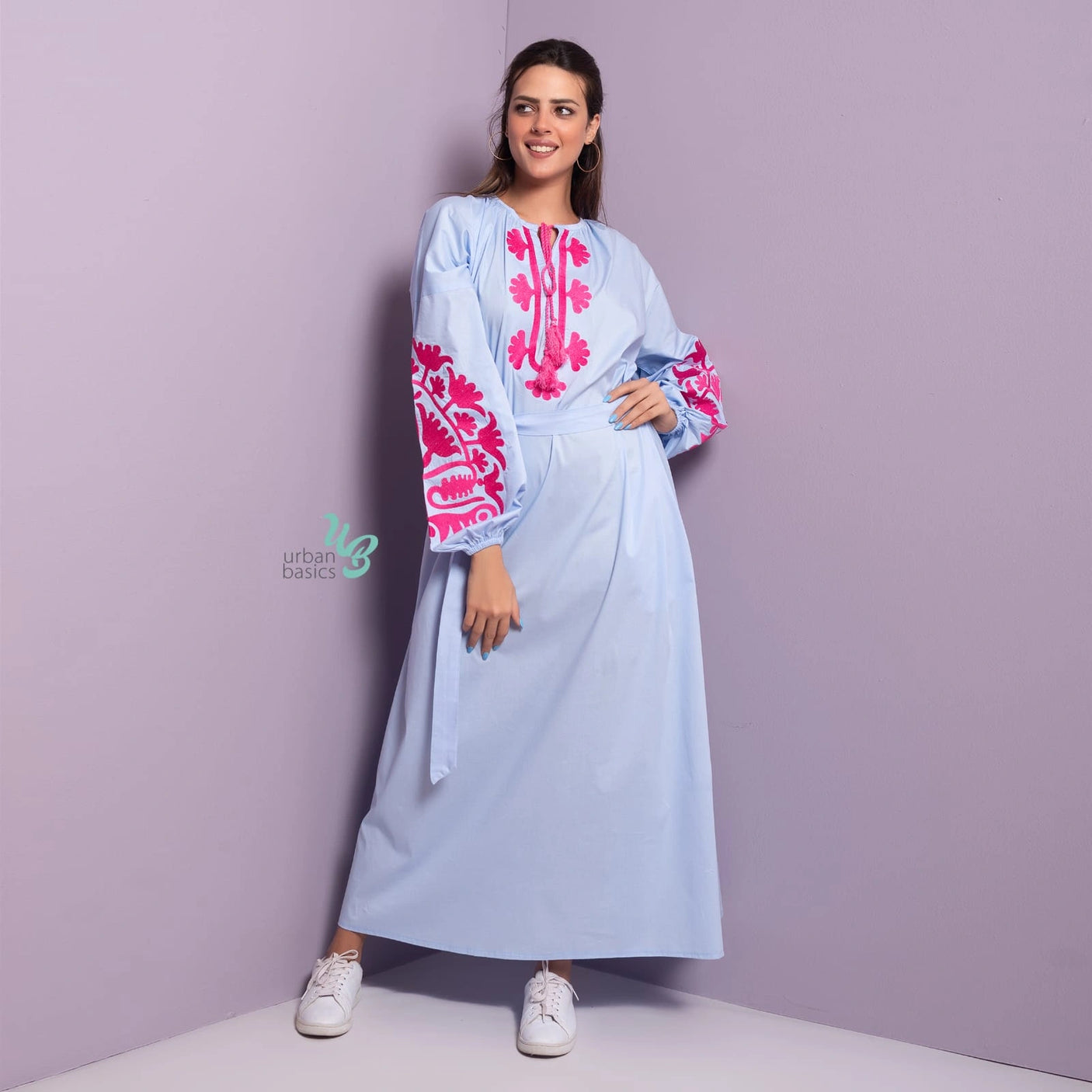 Kimono - Poplin Embroidered Dress