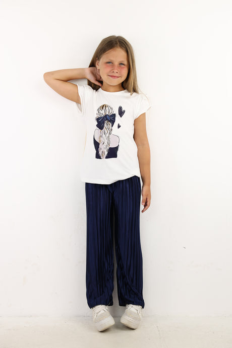 Minime - Dark Blue Lady printed T-Shirt