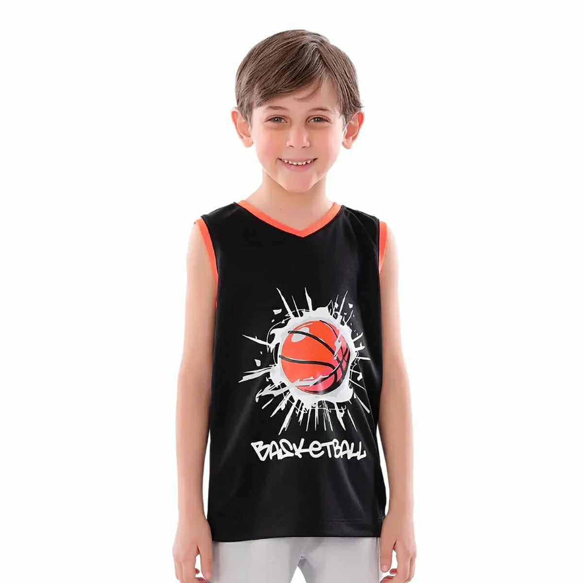 Anja - Black Basketball T-shirt 0018-For boys