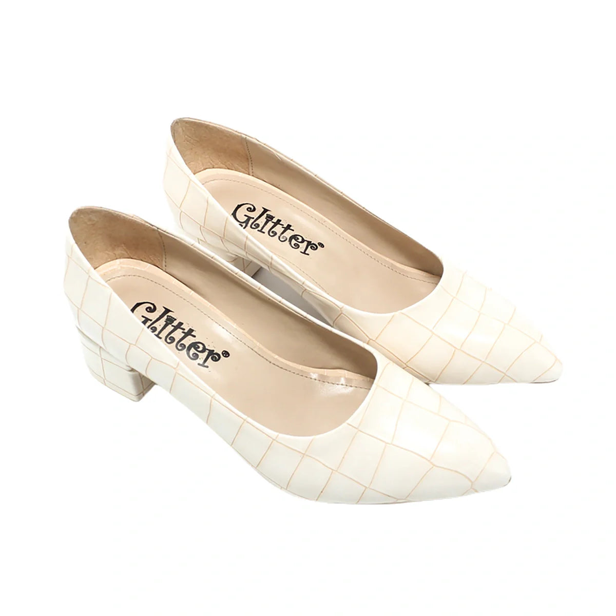 Glitter - Women Heeled Ballerina - Beige