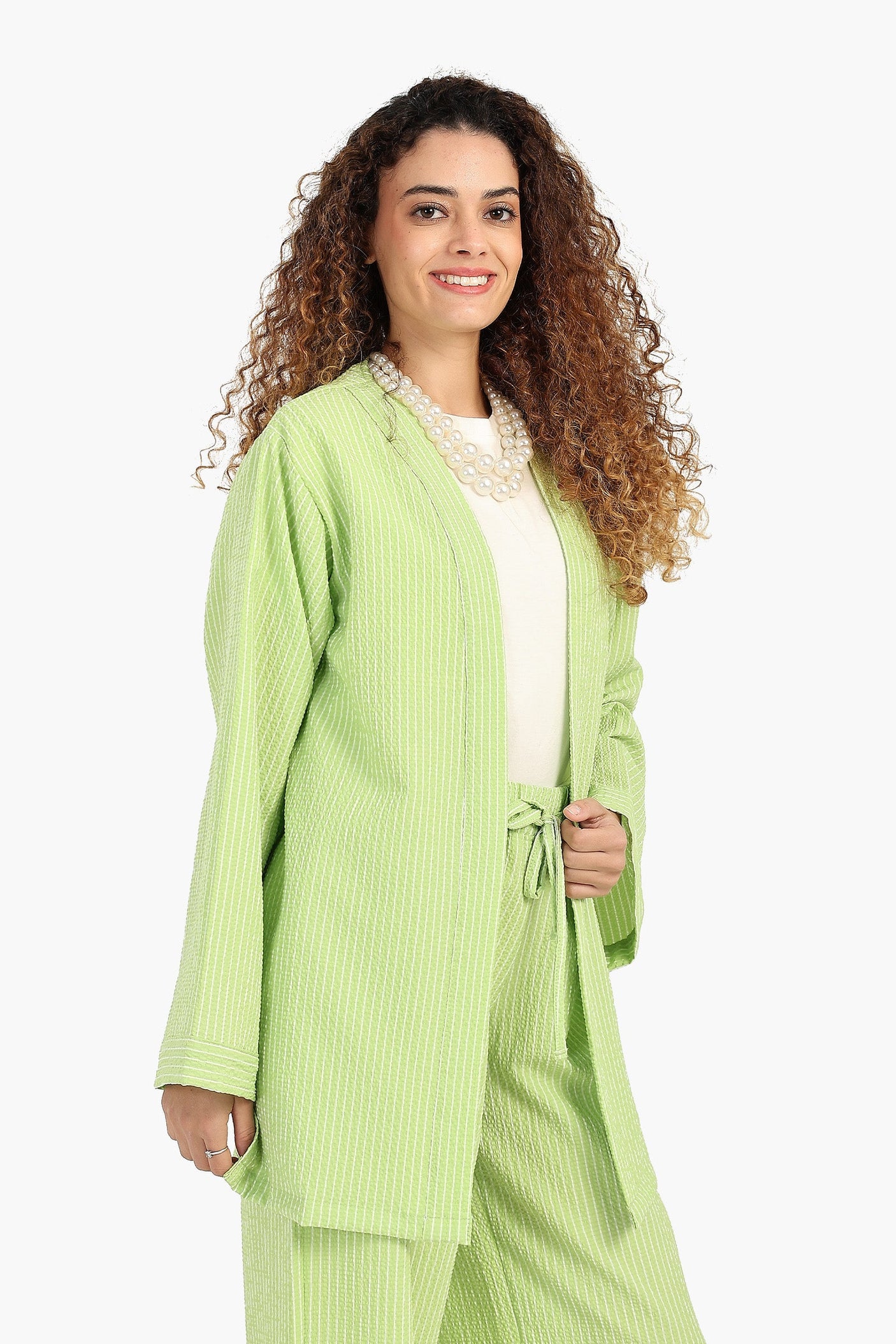 Carina - Striped Open Neckline Cardigan