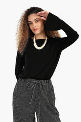 Carina - Black Blouse with Bell Sleeves