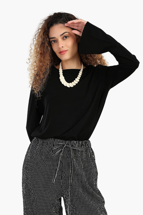 Carina - Black Blouse with Bell Sleeves