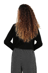 Carina - Black Blouse with Bell Sleeves