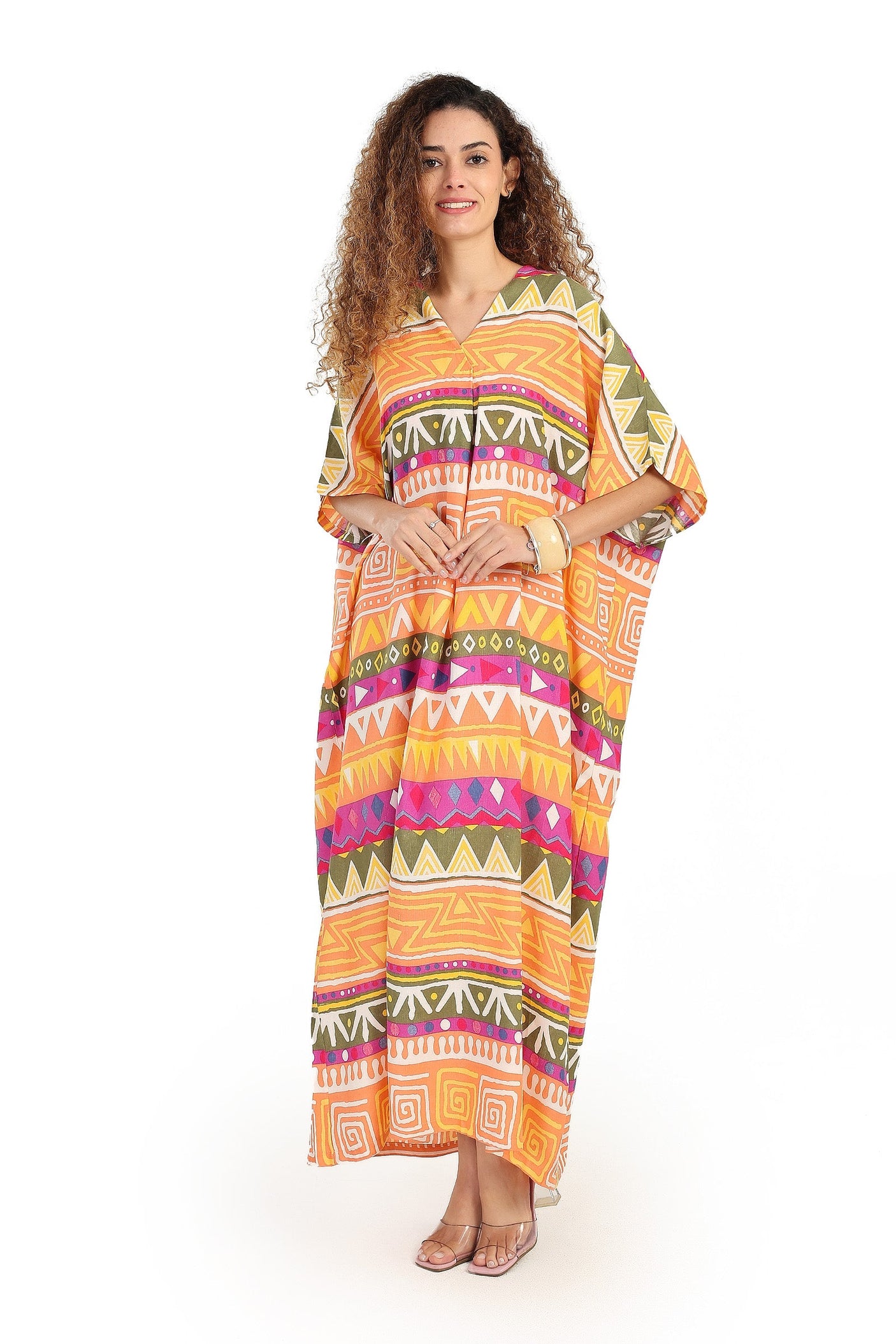 Carina - Printed V-Neck Maxi Dress